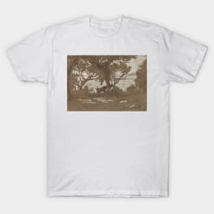 Mt. Colognola - Sheep Grazing on Lake Trasimeno by Elihu Vedder T-Shirt